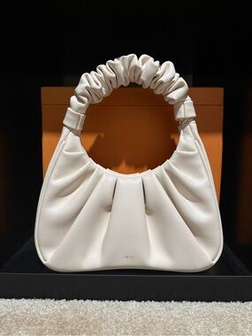 JW PEI Cream Ruched Handle Hobo Shoulder Bag